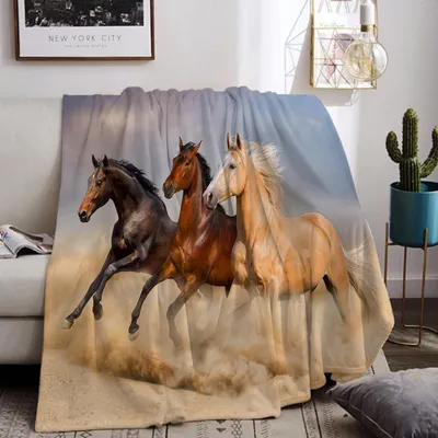 Productafbeelding van Knuffeldeken met Paardmotief 150 x 200 cm van Fleece