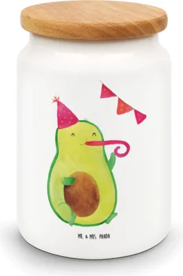 Produktbild von Mr. & Mrs. Panda Kaffeedose Avocado Party - Weiß - Geschenk, Geburtstag, Lebensfroh, behälter, müslidose, Avocados, Keksdose, Snackdose, Veggie, Dose, Aufbewahrungsdose