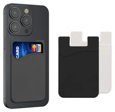 Produktbild von kwmobile 3x Kartenhalter Hülle für Smartphone - selbstklebend - Aufklebbare Silikon Kreditkarten Tasche Schwarz Grau Weiß - Maße 8,5x5,5cm