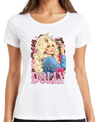 Produktbild von Dolly Parton Country Musik Legende Cowgirl Western Retro Sängerin Damen T-Shirt, Weiß, M