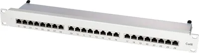Produktbild von LogiLink NP0048, RJ-45, Cat6e, Schwarz, Rackeinbau, 1U, 483 mm