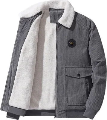 Produktbild von Winterjacke, Herren Gefütterte Cordjacke, Warmer Wintermantel mit Klappkragen