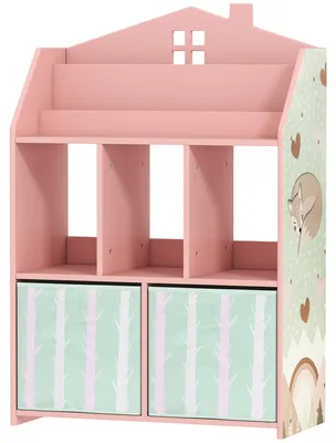 Produktbild von AIYAPLAY Kinderregal Bücherregal Kinder mit 2 Stoffschubladen offen Regal Rosa