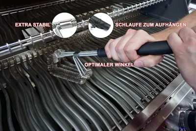 Produktbild von Profi Grillbürste Reinigungsbürste BBQ Edelstahl Bürste Gasgrill Reinigung