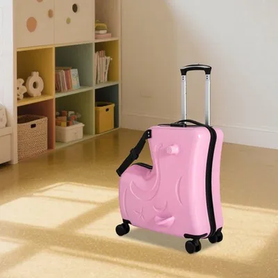Immagine prodotto di Valigia per bambini rosa - Bagaglio rigido da viaggio con ruote e maniglia telescopica - 50 cm (20 pollici) - Adatta a bambini dai 3 ai 6 anni