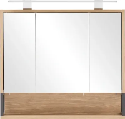 Produktbild von Spiegelschrank mit Beleuchtung LIMOGES-80 in Eiche hell Nb., B/H/T: ca. 70/68/16 cm