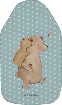 Produktbild von Mr. & Mrs. Panda Wärmflasche Papa Bär - Blau Pastell - Geschenk, mit Bezug, Wärmekissen, Wärmflaschen, Plüsch, Geburtstag, Vatertag, Muttertag, heizflasche, Danke