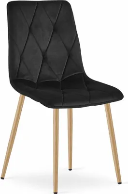 Produktbild von Esszimmer, Wohnzimmer, Bürostuhl LIBRA schwarzer Samt / Beine Holzfarbe