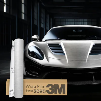 Produktbild von 3M 2080 Car Wrapping Folie 30x152 cm BR120 Brushed Aluminium – Premium Autofolie, 3D verformbar, bis 8 Jahre Haltbarkeit