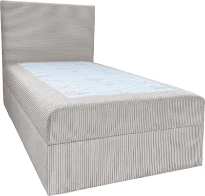Produktbild von Bett, Boxspringbett, Continentalbett BERG POSO MINI mit Bonell Matratze, Einzelbett mit Container, H3 (100x200 cm, Beige - Poso 105, Ohne Topper)