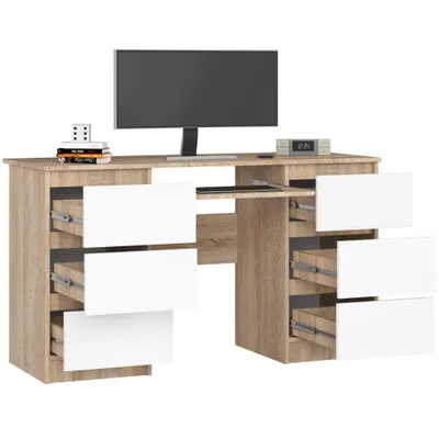 Produktbild von AKORD Furniture Factory IP0PBIUSONBIAA11, Gerade, Rechteckige Form, Matt, Weiß, Eichenfarben, 6 Schublade(n), 500 mm