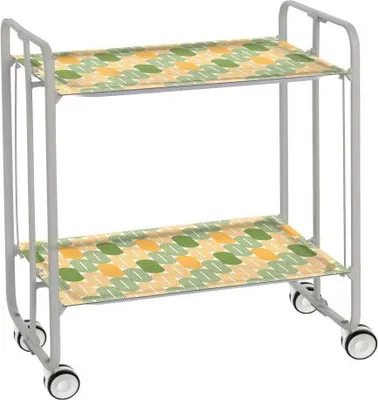 Produktbild von DON HIERRO - Klappbarer Servierwagen BAUHAUS mit Rollen – Metallgestell grau, 2 Ebenen, 4 Positionen