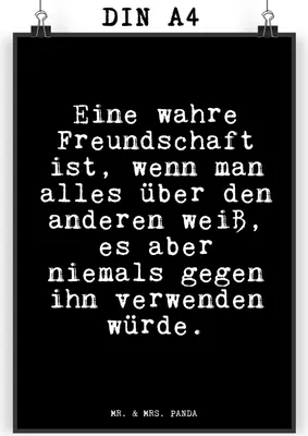 Produktbild von Mr. & Mrs. Panda Bild Eine wahre Freundschaft ist,... DIN A4 - Schwarz - Geschenk, Sprüche, wanddeko, Deko, beste Freundin, Freunde, Freundinnen, Wandbild, Clique, drucke