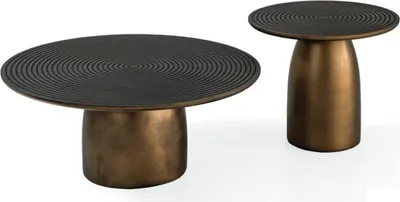 Produktbild von Couchtisch set 2x rund Wohnzimmer Tisch Edelstahl Luxus gold 2tlg. Tische