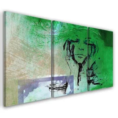 Produktbild von Triptychon auf leinwand grün sonstige 150x100 cm Feeby grün wandbild bereit zum aufhängen