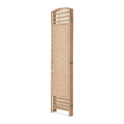 Obrázok produktu pre Paravan Relaxdays, 4-dielny, skladací paravan, VxŠ 180x180 cm, paravan do interiéru, papierové lanko, bambusové tyče, prírodná farba