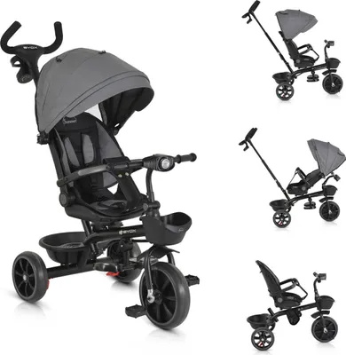 Obrázok produktu pre Trojkolesový bicykel Byox, model "Summer", s odkladacou opierkou nôh, hudobnou jednotkou, držiakom na poháre a šedými košíkmi