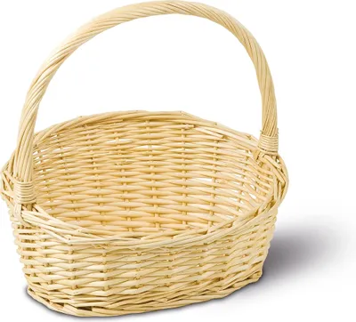 Produktbild von Geschenkkorb, weiß, Weide, mit Bügel, Präsentationskorb, Präsentkorb, Dekokorb