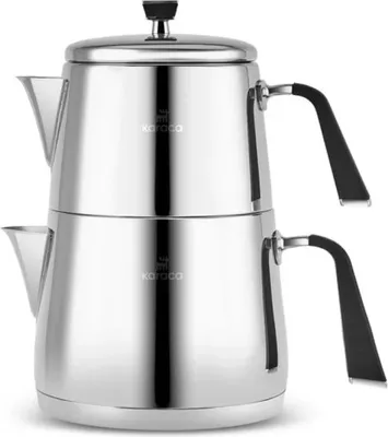 Produktbild von Karaca Fiona Schwarzes Türkisches Teekannen-Set, Induktionsgeeignet, 1L Teekanne