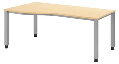 Produktbild von bümö Schreibtisch Serie-Q - Nachbildung Ahorn, Gestell: Silber, Größe: 180 x 100 cm