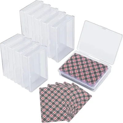 Productafbeelding van Speelkaartenbox met Deksel - 16 Stuks, Transparante Kunststof Opbergdoos voor Kaarten en Sieraden
