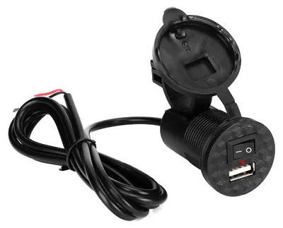 Obrázok produktu pre Nabíjací port USB pre motocykle, 12V/24V, s LED a spínačom (DC 12-24V)