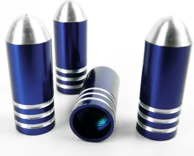 Produktbild von Ventilverschluss aus Aluminium blau im Bullet-Design 4 Stück H ca.26mm
