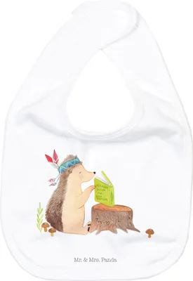Produktbild von Mr. & Mrs. Panda Lätzchen Igel Federschmuck - Weiß - Geschenk, Lagerfeuer, Tiere, Indianer, Abenteuer, Sabber, Für Babys, Spucklätzchen, Camping, Kinderlätzchen