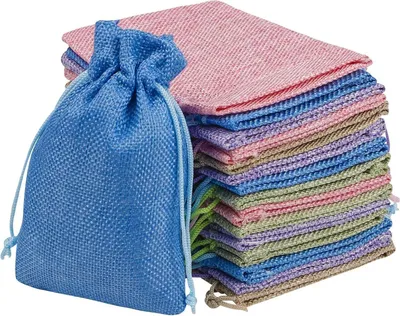 Immagine prodotto di Sacchetti di iuta 20 pezzi con coulisse 10 x 14 cm Sacchetti naturali per regali