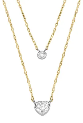 Produktbild von Fossil JF04357998 Damen Collier Herz Edelstahl Gold weiß 40 cm