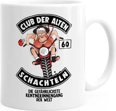 Produktbild von Geburtstags-Tasse Club Der Alten Schachteln Geschenk-Tasse für ältere Frauen Kaffee-Tasse Runder Geburtstag Moonworks® 60 weiß unisize
