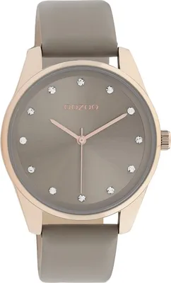 Produktbild von Oozoo Armbanduhr taupe grau Leder Timepieces Damen Analog-Quarzuhr UOC11047