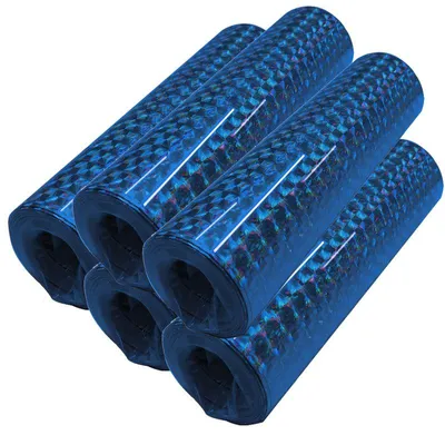 Produktbild von 5 Rollen Papier Luftschlangen hellblau metallic holografisch
