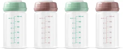 Produktbild von Glasflaschen für Muttermilch 180 ml, 4 Stück, spülmaschinenfest, für