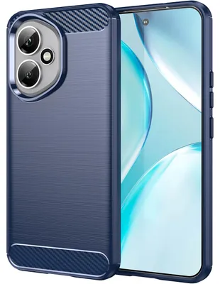 Produktbild von Hülle für Honor 400, Carbon-Faser TPU Silikon Stoßfest Schutzhülle Blau