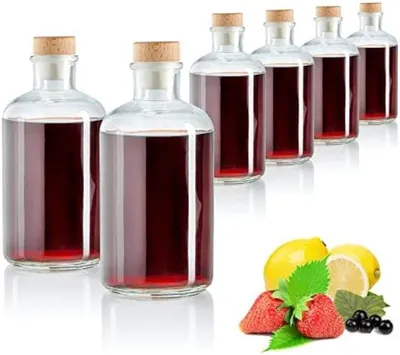 Productafbeelding van PromoHome®: 6 glazen flessen met kurken – 500 ml, geschikt voor olie, azijn en likeur