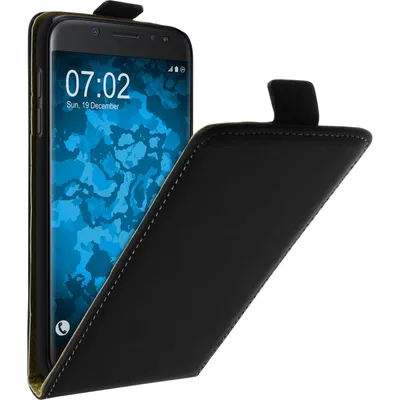 Produktbild von PhoneNatic Kunst-Lederhülle kompatibel mit Samsung Galaxy J5 2017 - Flip-Case schwarz + 2 Schutzfolien