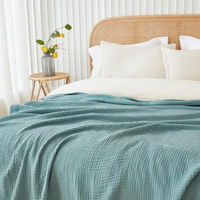 Katoenen Muslin Deken King Size 274x228 cm Teal