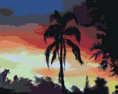 Produktbild von Zuty - Malen nach Zahlen - PALME UND SONNENUNTERGANG (D. RUSTY RUST), 40x50 cm, ohne Keilrahmen