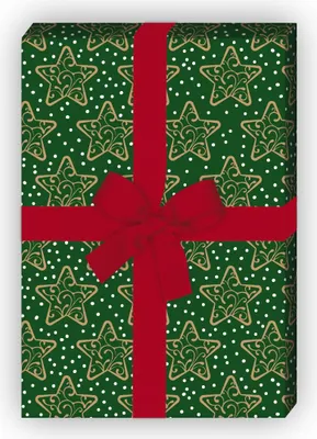 Produktbild von Winter Weihnachtspapier mit Ornament Sternen, grün, 32 x 48cm - G9887, 32 x 48cm