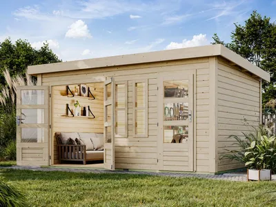 Produktbild von Gartenhaus Zweiraumhaus Schönborn 2 38 mm naturbelassen