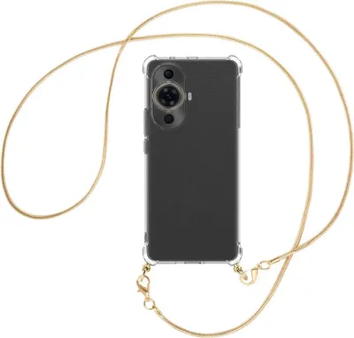 Produktbild von Handykette Backcover-Schutzhülle mit Band (Metall goldfarben) für Huawei nova 11 Pro (GOA-AL80,LX9) - goldfarbene Snake-Kette