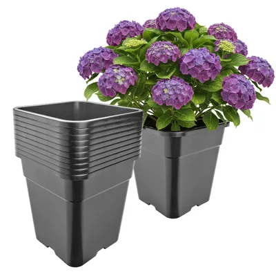 Produktbild von Garronda 10er-Set hohe quadratische Kunststoff-Anzuchttöpfe mit Drainagelöchern für Garten, Schwarz, 30,5 x 30,5 x 31 cm, 18 L GD-KW-HS