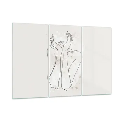 Produktbild von Bilder auf glas - 3 Teile - Grafik Frau Licht - 165x110cm - Glasbilder - Wandbilder - Bilder - zum Aufhängen bereit - Wanddekoration aus Glas - Glas Bilder - Wandbild auf Glas - GCE165x110-4656