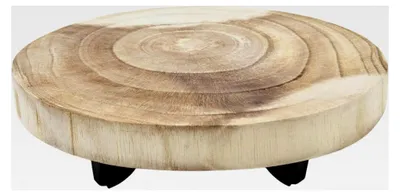 Produktbild von Blumentopfständer aus Holz 23x18 cm - Tisch mit Baumscheibe - Pflanzenständer