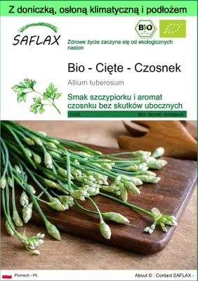 Zdjęcie produktu dla SAFLAX - Garden to go - Bio - Cięte - Czosnek - 100 Nasiona - Z doniczką, pokrywą klimatyczną i podłożem do uprawy - Allium tuberosum