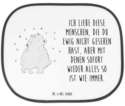 Produktbild von Mr. & Mrs. Panda Sonnenschutz Auto Eisbär Umarmen - Weiß - Geschenk, Lustige Sprüche, Seitenfenster, Autosonnenschutz, hitzeschutz, Sonnenblende, für