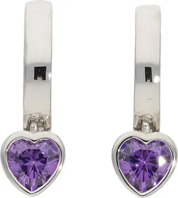 Produktbild von Creolen Silber 925 Zirkonia Lila Herz JL10-06-3795 JuwelmaLux
