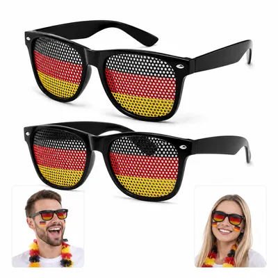 Produktbild von 2er Set Deutschland Fanbrille, schwarz-rot-gold Partybrille für WM 2026, Fußball Fan Zubehör, leicht & bequem, ideal für Public Viewing & Fanparty