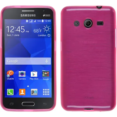 Produktbild von PhoneNatic Case kompatibel mit Samsung Galaxy Core 2 - pink Silikon Hülle brushed + 2 Schutzfolien